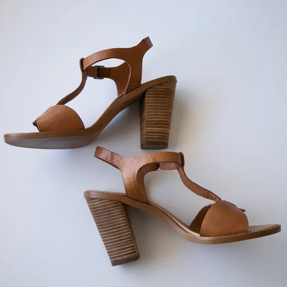 Madewell Loren High Block Heel Buckle Leather Sandals