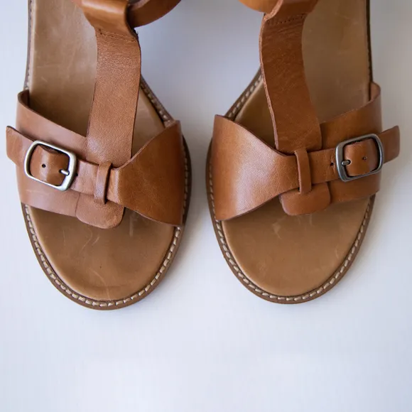 Madewell Loren High Block Heel Buckle Leather Sandals