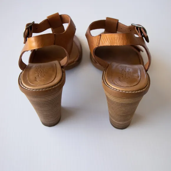 Madewell Loren High Block Heel Buckle Leather Sandals