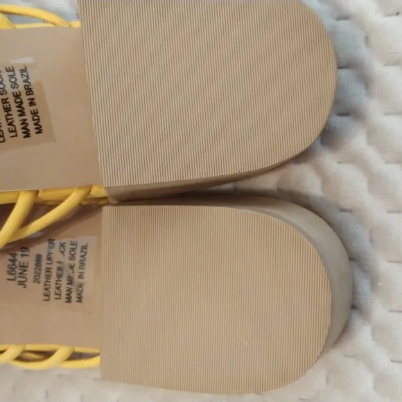 Madewell Strap Knot Slide Sandals Yellow Suede sz 9.5 NWoB
