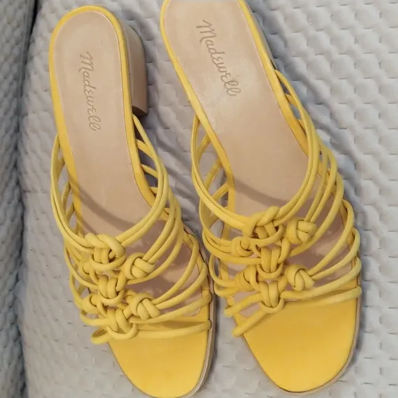Madewell Strap Knot Slide Sandals Yellow Suede sz 9.5 NWoB