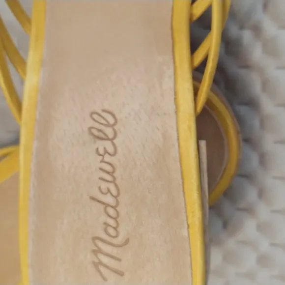 Madewell Strap Knot Slide Sandals Yellow Suede sz 9.5 NWoB