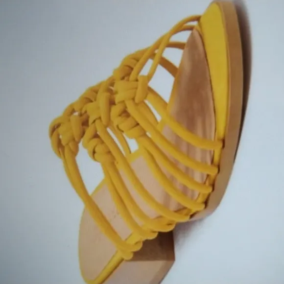 Madewell Strap Knot Slide Sandals Yellow Suede sz 9.5 NWoB