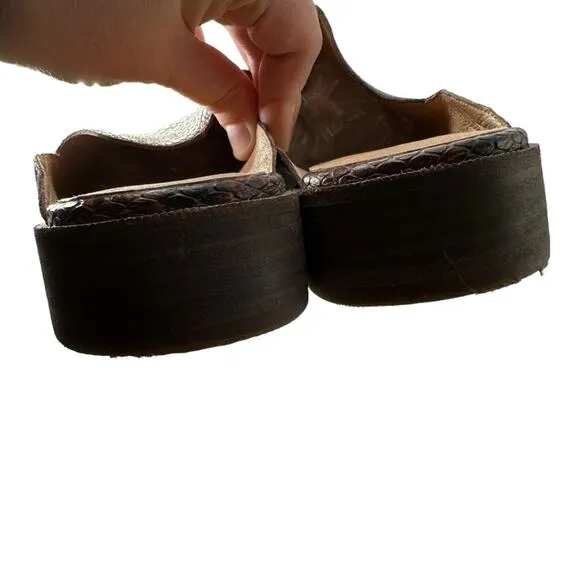 Madewell The Frances Loafer Mule in‎ Snake Embossed Leather Brown Black Sz 7.5