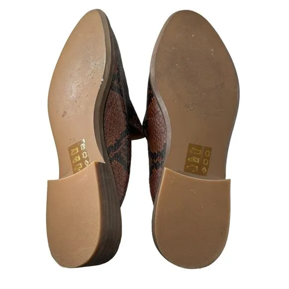 Madewell The Frances Loafer Mule in‎ Snake Embossed Leather Brown Black Sz 7.5