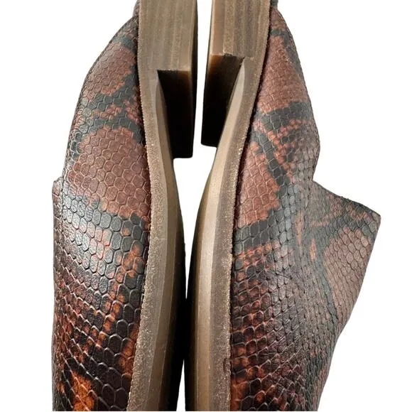 Madewell The Frances Loafer Mule in‎ Snake Embossed Leather Brown Black Sz 7.5