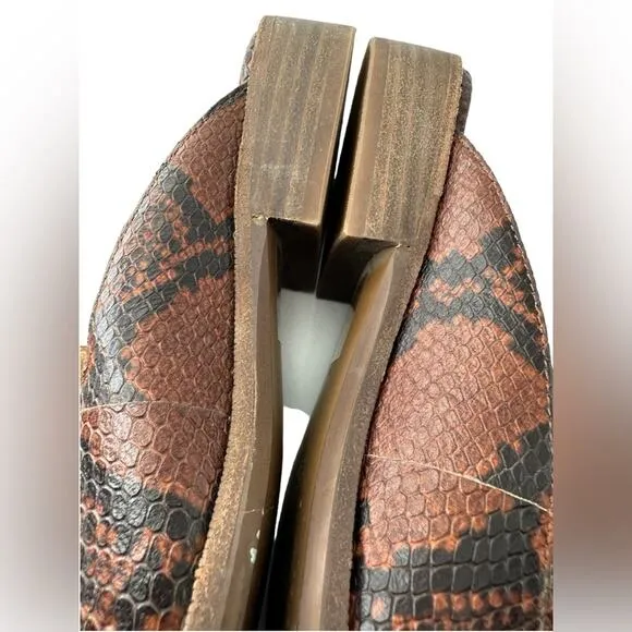 Madewell The Frances Loafer Mule in‎ Snake Embossed Leather Brown Black Sz 7.5