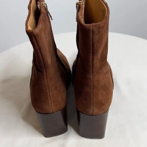 Madewell Womens $198 The Ardin Ankle Boot Mahogany Size 10.5 NR867 Suede