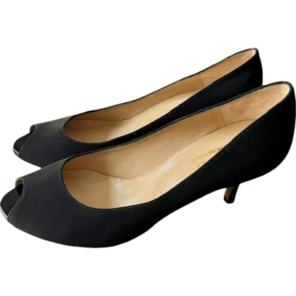 Magli By Bruno Magli Alexis Fabric Peep Toe Pumps - Black - 9.5B