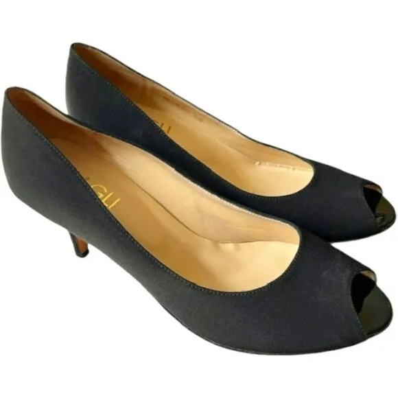 Magli By Bruno Magli Alexis Fabric Peep Toe Pumps - Black - 9.5B