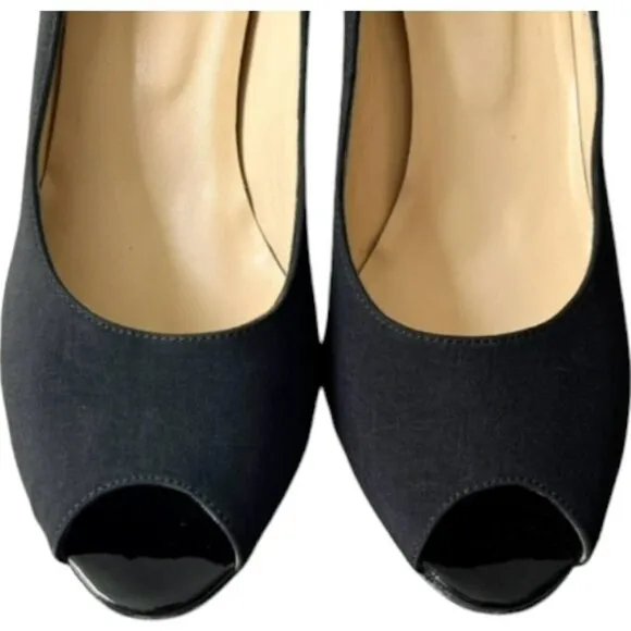 Magli By Bruno Magli Alexis Fabric Peep Toe Pumps - Black - 9.5B