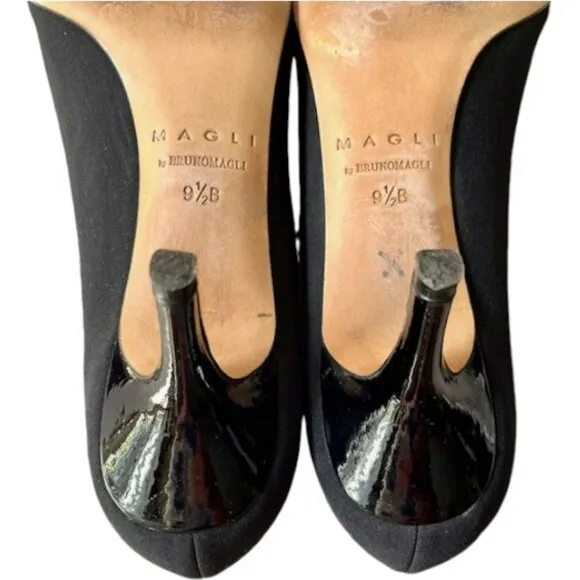Magli By Bruno Magli Alexis Fabric Peep Toe Pumps - Black - 9.5B