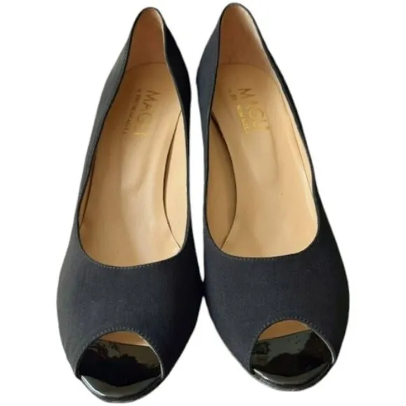 Magli By Bruno Magli Alexis Fabric Peep Toe Pumps - Black - 9.5B