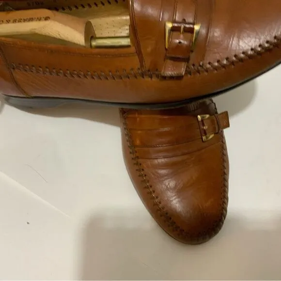 Magnanni Men's Brown Leather Buckle  Loafers Shoes 9 M *Made in Spain*