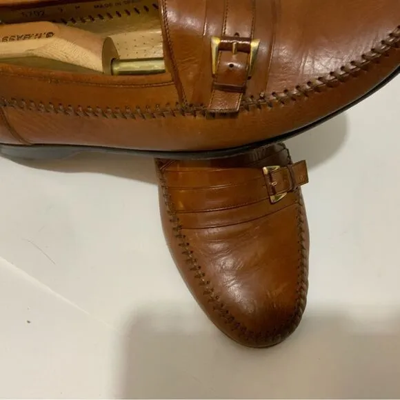 Magnanni Men's Brown Leather Buckle  Loafers Shoes 9 M *Made in Spain*
