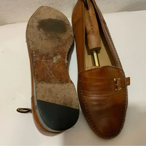 Magnanni Men's Brown Leather Buckle  Loafers Shoes 9 M *Made in Spain*