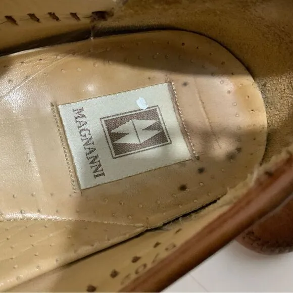 Magnanni Men's Brown Leather Buckle  Loafers Shoes 9 M *Made in Spain*
