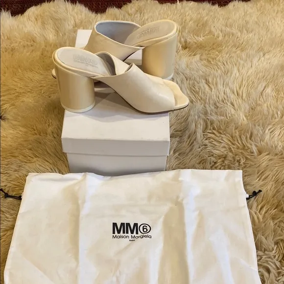 Maison Martin Margiela Cream Mules with Chunky Heel
