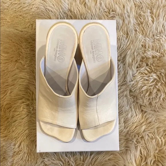 Maison Martin Margiela Cream Mules with Chunky Heel