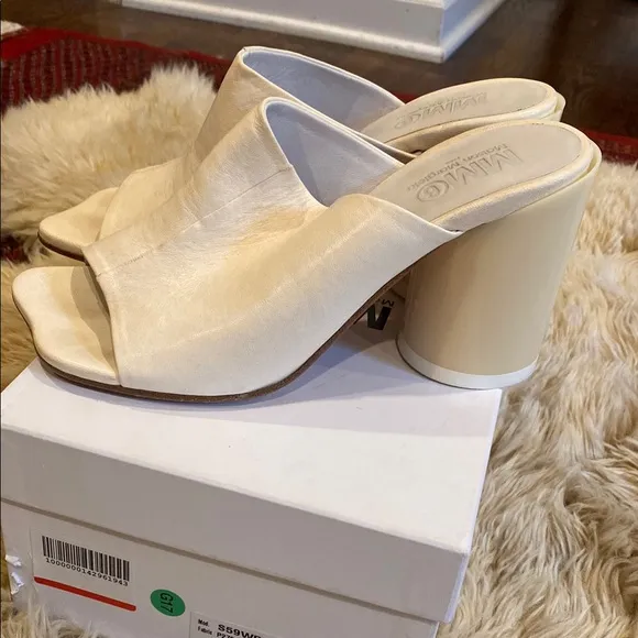 Maison Martin Margiela Cream Mules with Chunky Heel