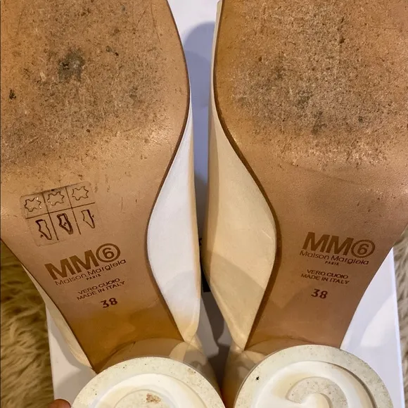 Maison Martin Margiela Cream Mules with Chunky Heel
