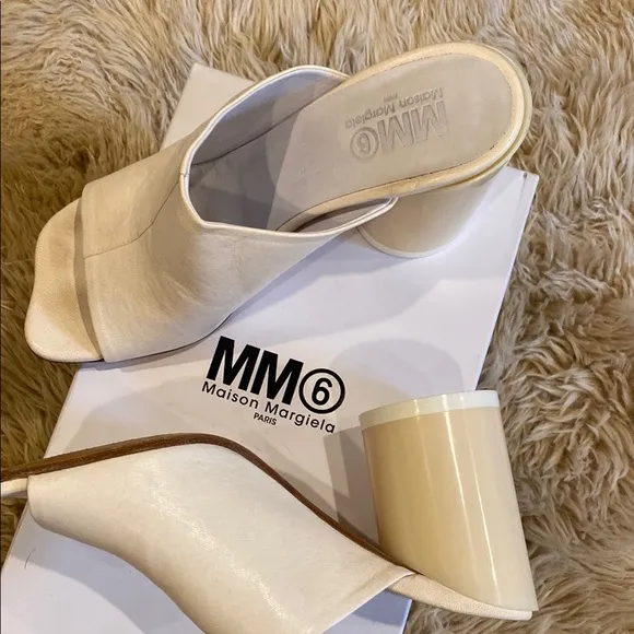 Maison Martin Margiela Cream Mules with Chunky Heel