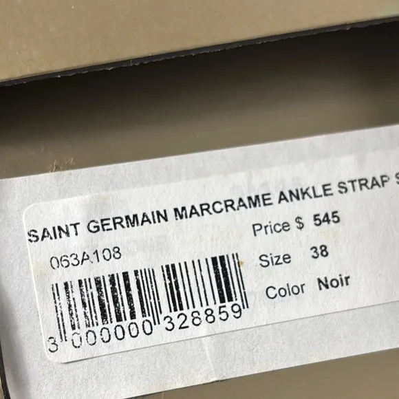 MALANDRINO Black Saint Germain Macrame ankle strap closed toe heels size 38 EU