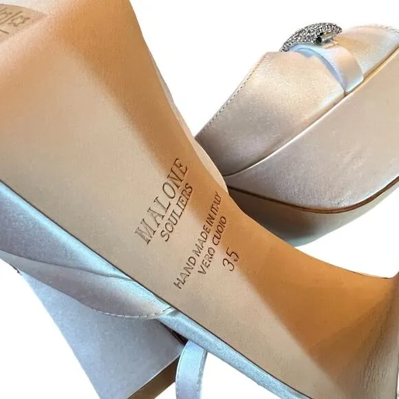Malone Souliers Yurkia Crystal Platform Sandals Block Heel Open Toe NEW EU 35