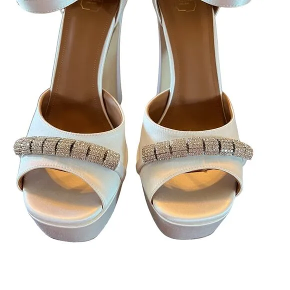 Malone Souliers Yurkia Crystal Platform Sandals Block Heel Open Toe NEW EU 39