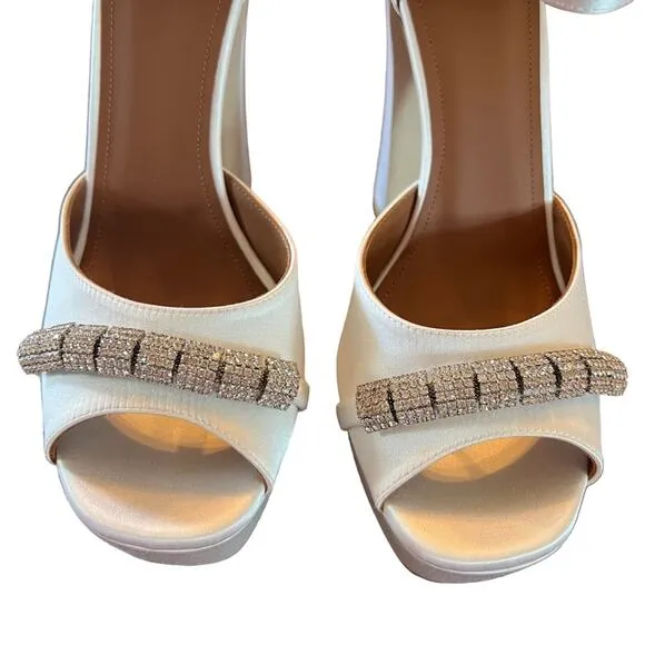 Malone Souliers Yurkia Crystal Platform Sandals Block Heel Open Toe NEW EU 39