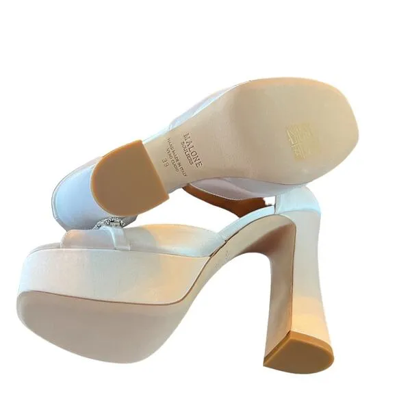 Malone Souliers Yurkia Crystal Platform Sandals Block Heel Open Toe NEW EU 39