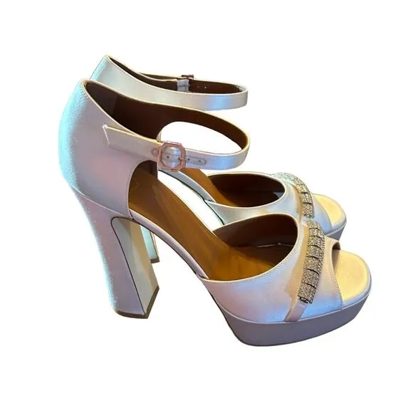 Malone Souliers Yurkia Crystal Platform Sandals Block Heel Open Toe NEW EU 41