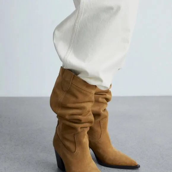Mango Suede Cowboy Boots