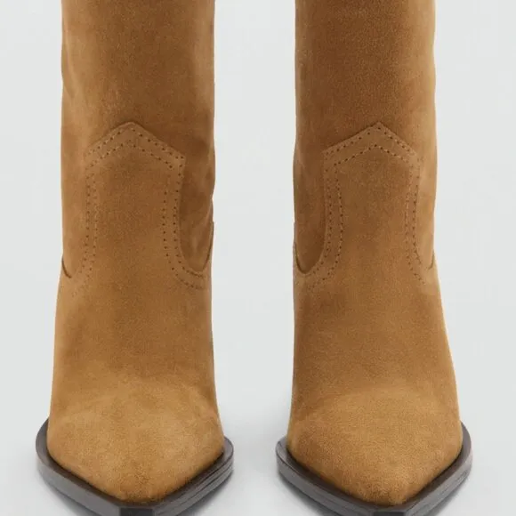 Mango Suede Cowboy Boots