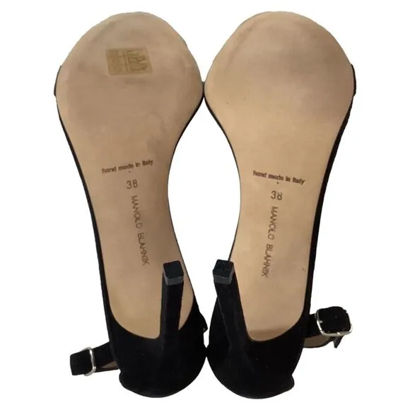 Manolo Blahnik Chaos Ankle-Strap High-Heel Sandals in Black Suede