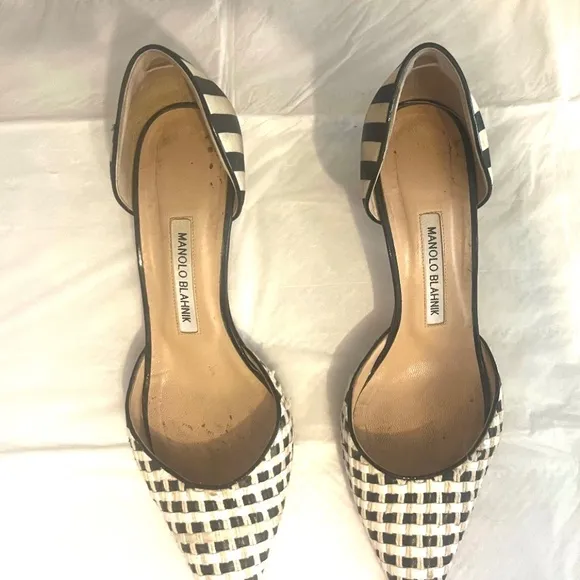 MANOLO BLAHNIK pumps white, tan and black, size 39.5