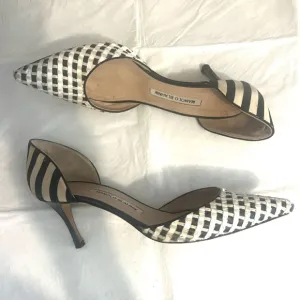 MANOLO BLAHNIK pumps white, tan and black, size 39.5