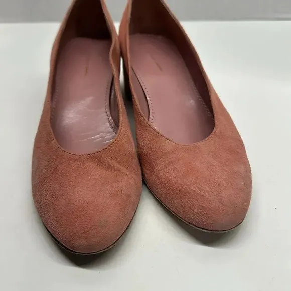 Mansur Gavriel Suede Ballerina Heels Pumps Shoes Light Pink Size 36.5 US 6.5