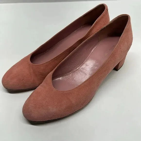 Mansur Gavriel Suede Ballerina Heels Pumps Shoes Light Pink Size 36.5 US 6.5