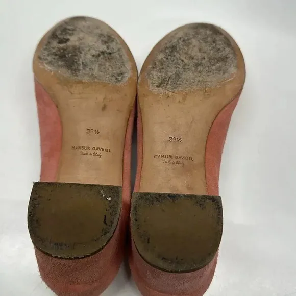 Mansur Gavriel Suede Ballerina Heels Pumps Shoes Light Pink Size 36.5 US 6.5