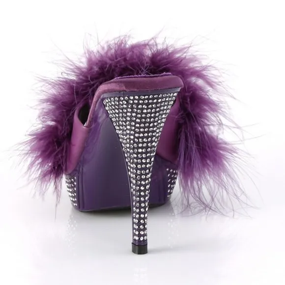 Marabou Rhinestone High Heel Shoes