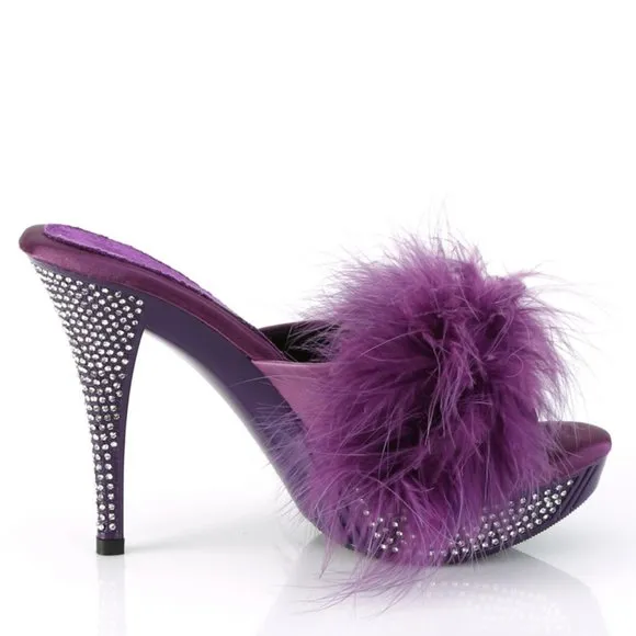 Marabou Rhinestone High Heel Shoes