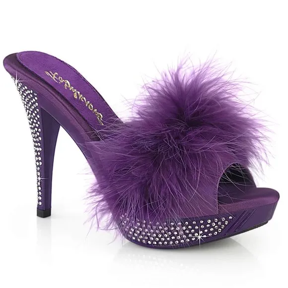 Marabou Rhinestone High Heel Shoes