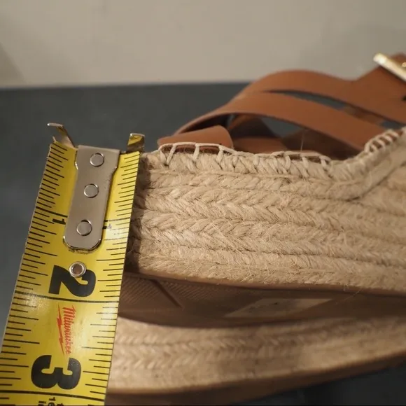 Marc Fisher 7.5 lalenni brown leather espadrille