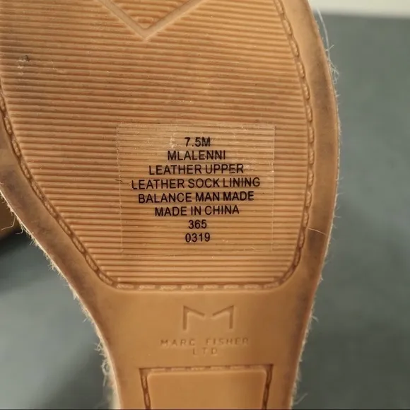 Marc Fisher 7.5 lalenni brown leather espadrille