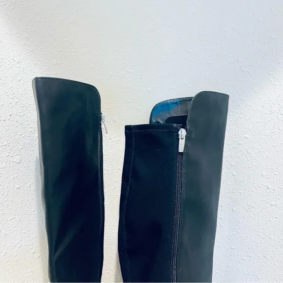 Marc Fisher Black Over the Knee Block Heel Vegan Boots Size 9 NWT