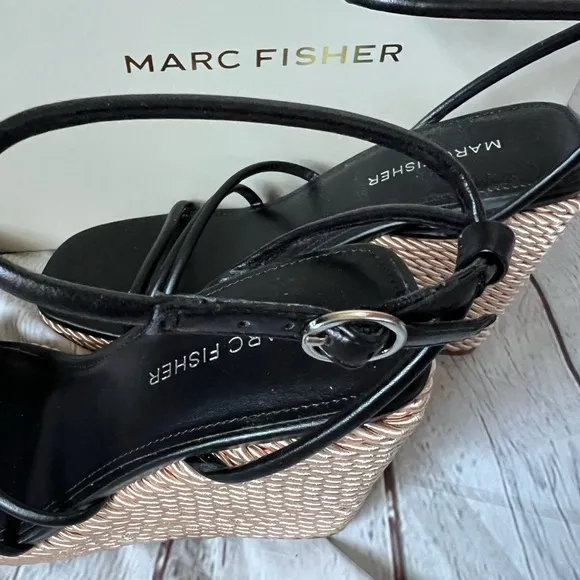 Marc Fisher braided wedge ankle strap sandals