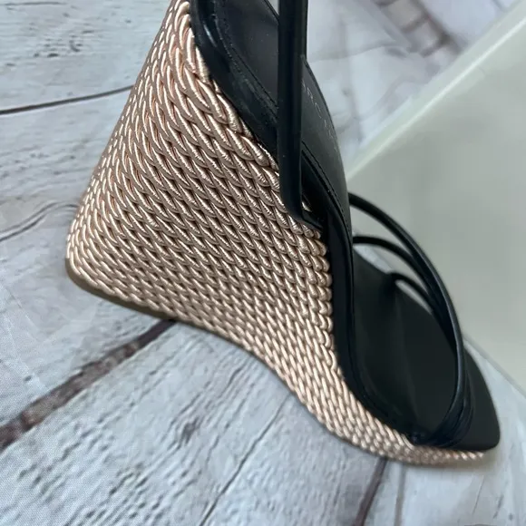Marc Fisher braided wedge ankle strap sandals