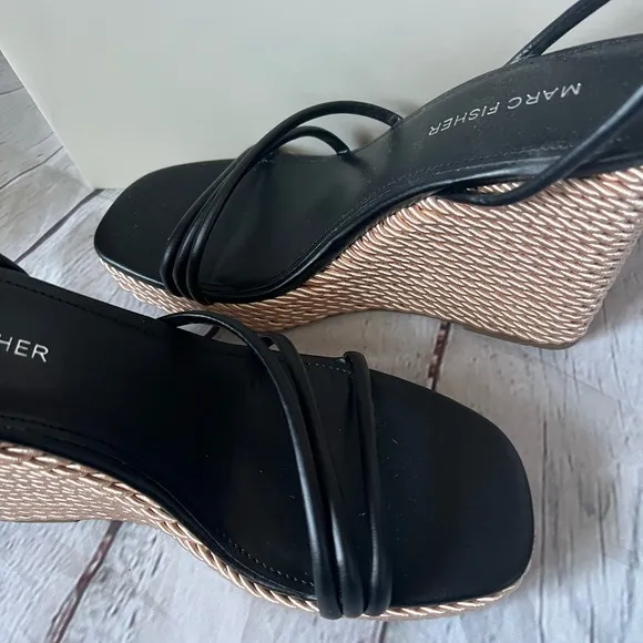 Marc Fisher braided wedge ankle strap sandals