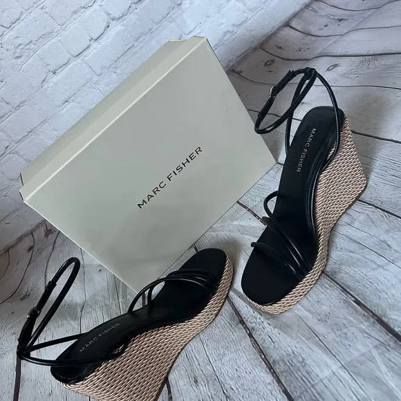 Marc Fisher braided wedge ankle strap sandals